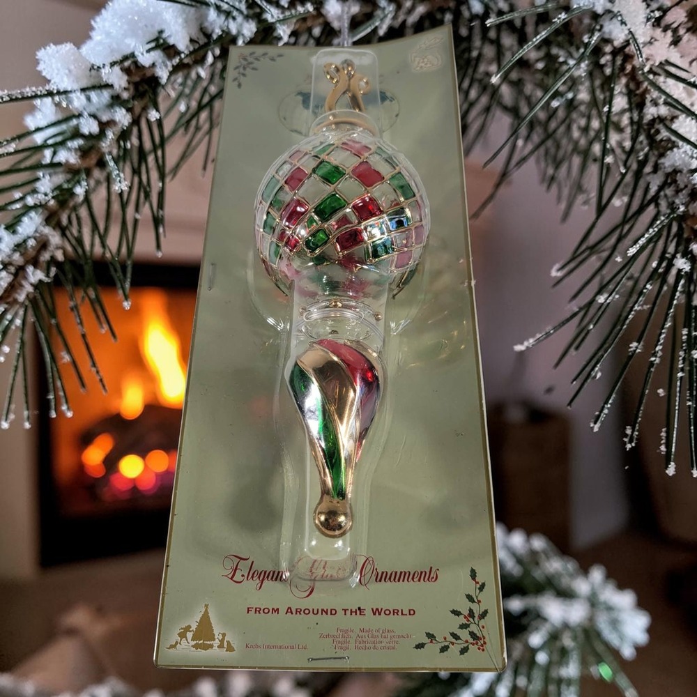Krebs International Elegant Glass Ornament Spire Finial Germany Around The World